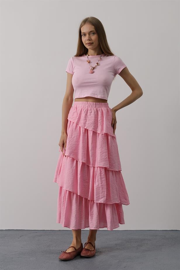 RYN Layered Cut Long Skirt - Pink - Alba Iulia