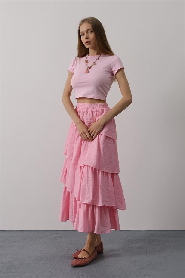 RYN Layered Cut Long Skirt - Pink - Alba Iulia