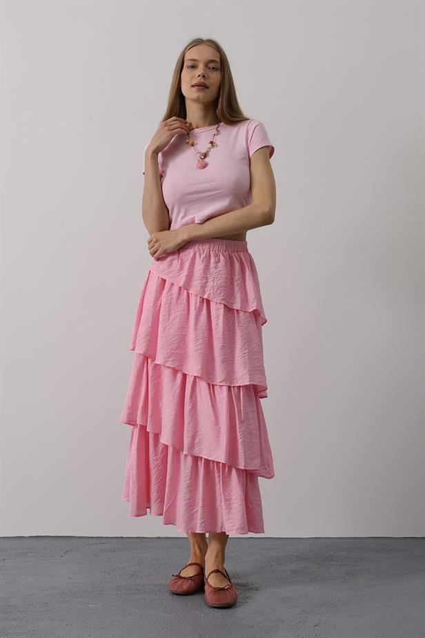 RYN Layered Cut Long Skirt - Pink - Alba Iulia
