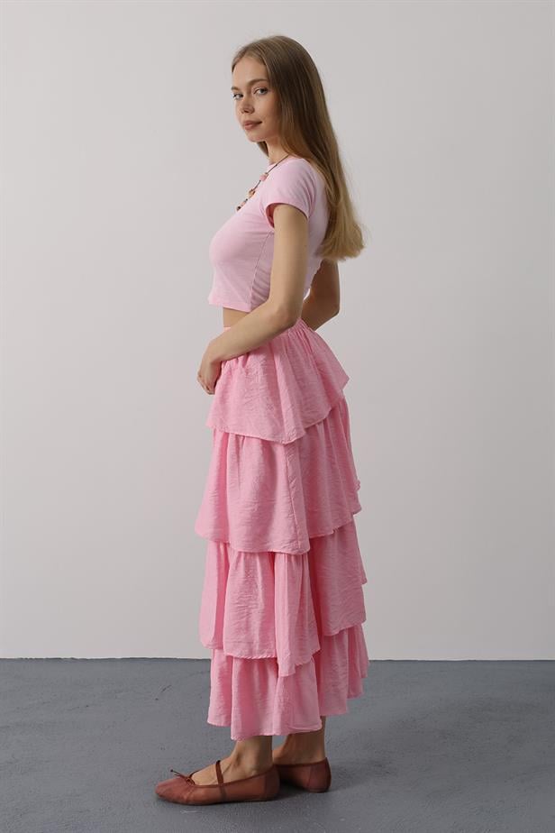 RYN Layered Cut Long Skirt - Pink - Alba Iulia