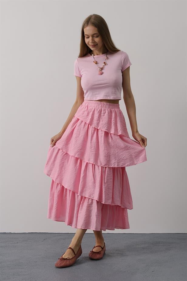 RYN Layered Cut Long Skirt - Pink - Alba Iulia