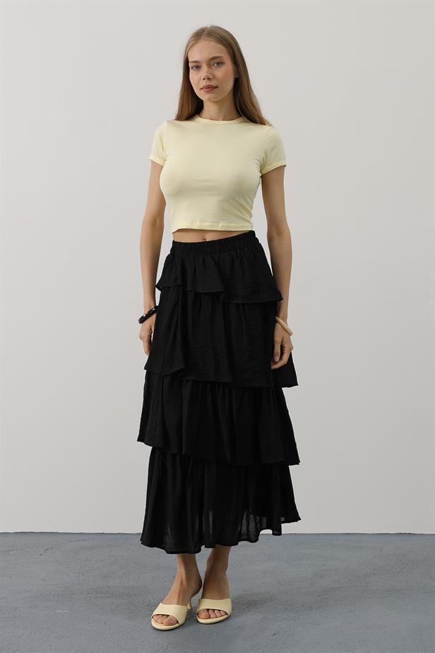 RYN Layered Cut Long Skirt - Black - Nampa