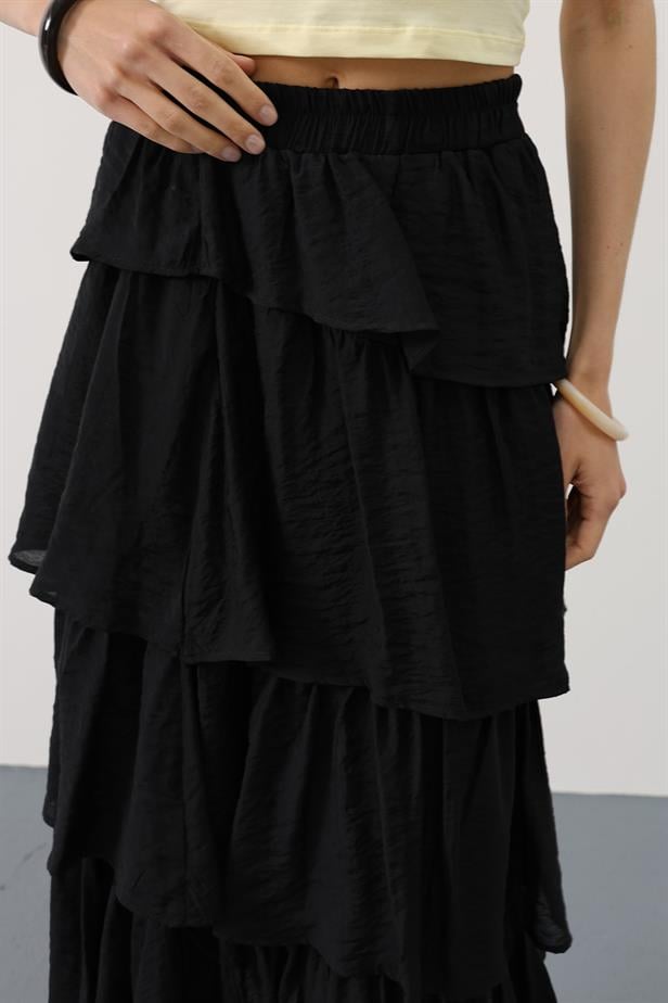 RYN Layered Cut Long Skirt - Black - Nampa
