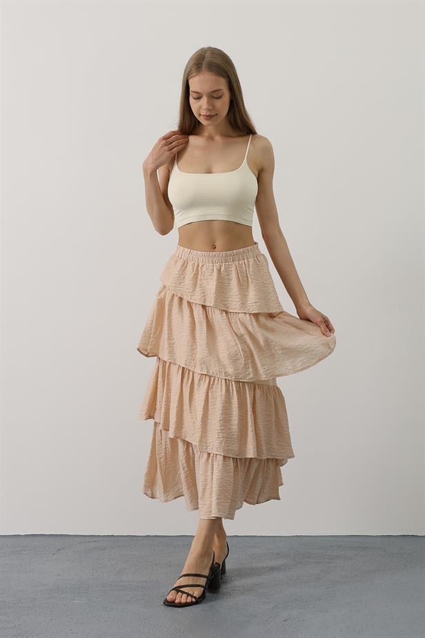 RYN Layered Cut Long Skirt - Stone - Potomac