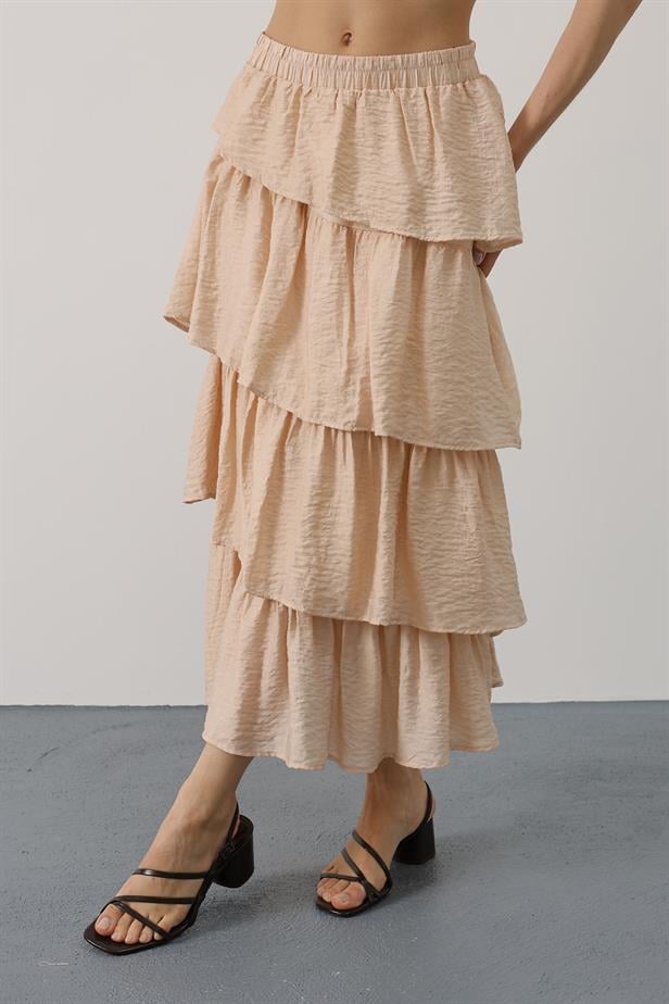 RYN Layered Cut Long Skirt - Stone - Potomac