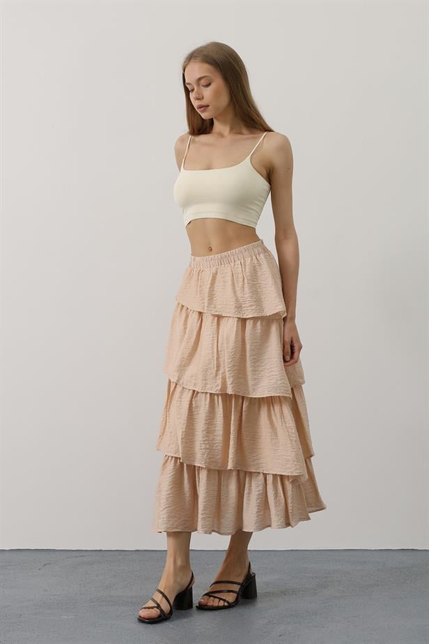 RYN Layered Cut Long Skirt - Stone - Potomac