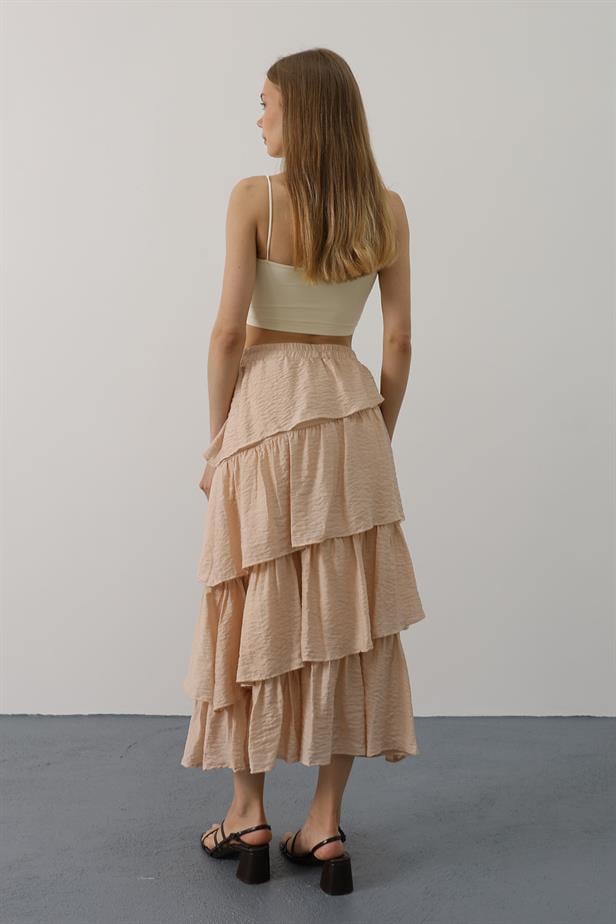 RYN Layered Cut Long Skirt - Stone - Potomac