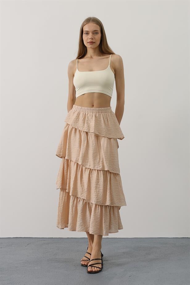 RYN Layered Cut Long Skirt - Stone - Potomac