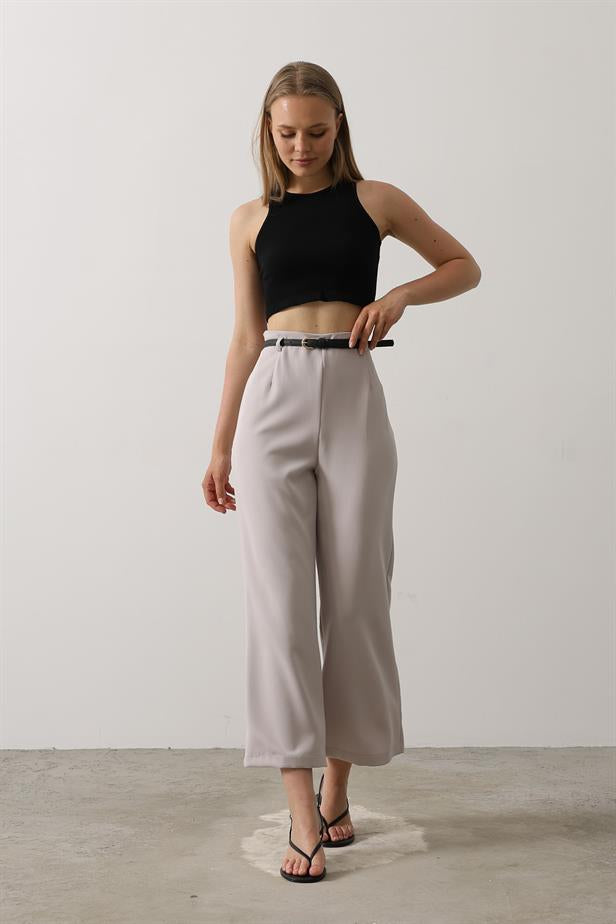 RYN Belted Pens Detailed Pants - Gray - Bacău