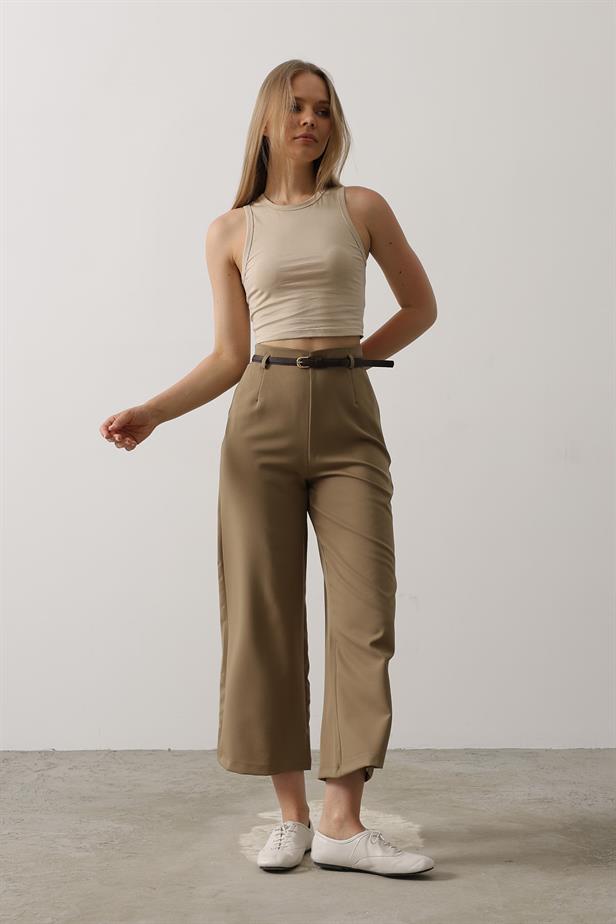 RYN Belted Detailed Pants - Khaki - Seraing