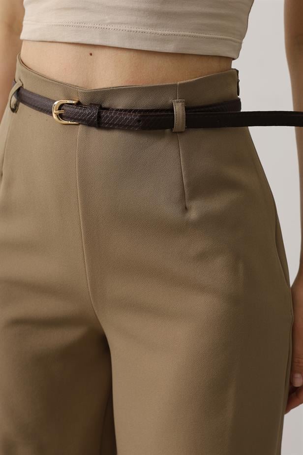 RYN Belted Detailed Pants - Khaki - Seraing