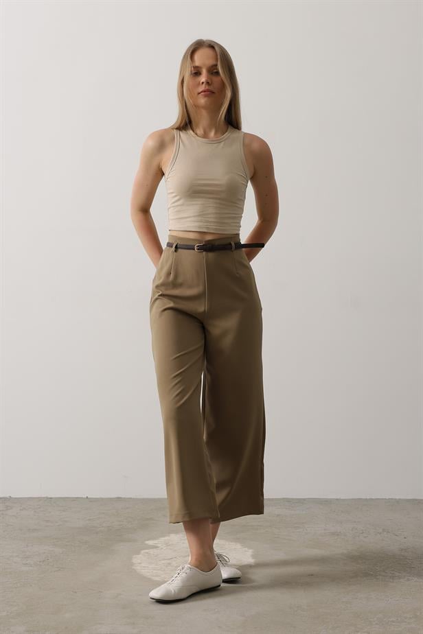 RYN Belted Detailed Pants - Khaki - Seraing