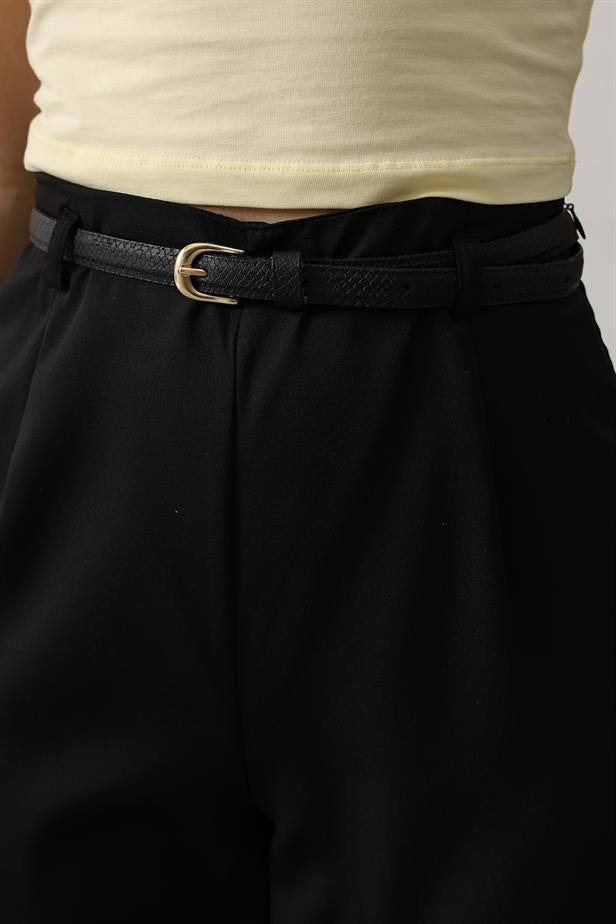 RYN Belted Pens Detailed Pants - Black - Emden