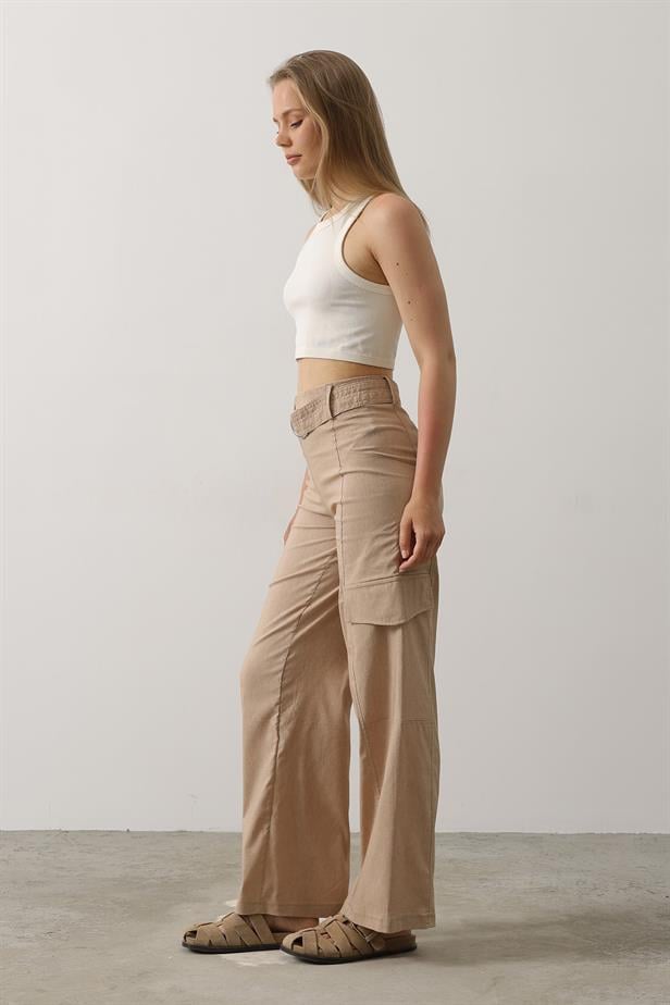 RYN Belted Cargo Pants - Stone - Boryspil