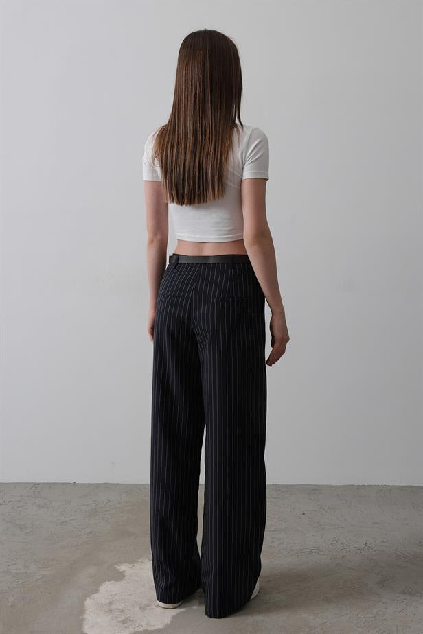 RYN Belted Palazzo Pants - Navy-White - Toledo