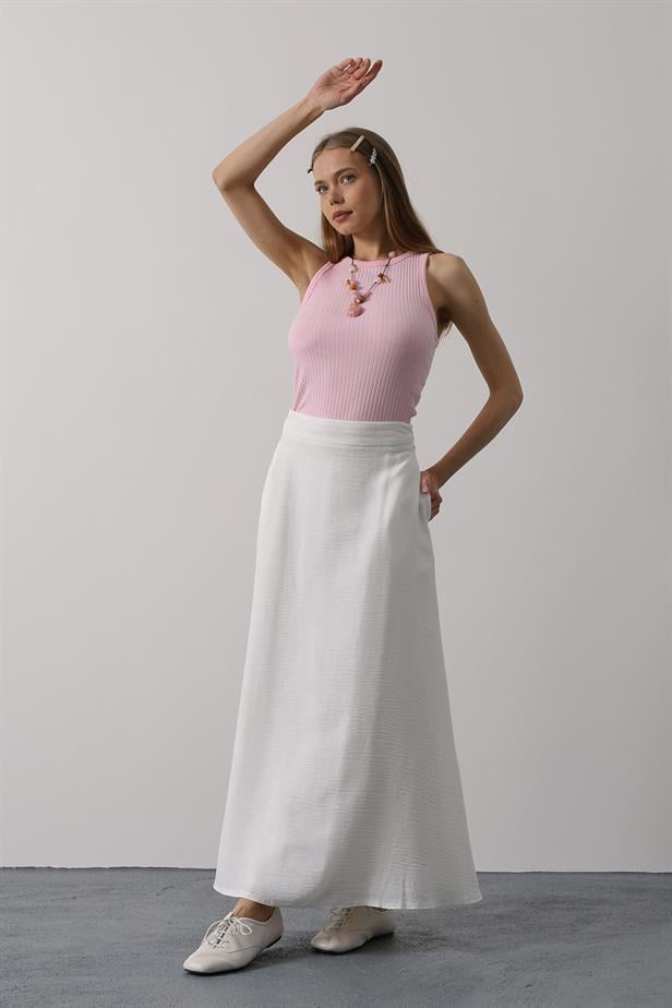 RYN Linen Skirt - White - Merthyr Tudful