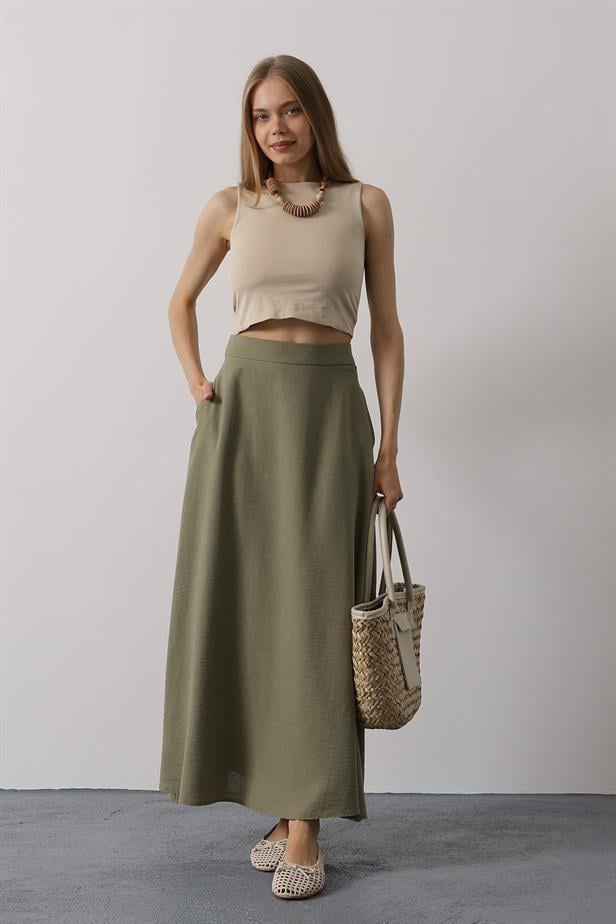 RYN Linen Skirt - Khaki - Bountiful