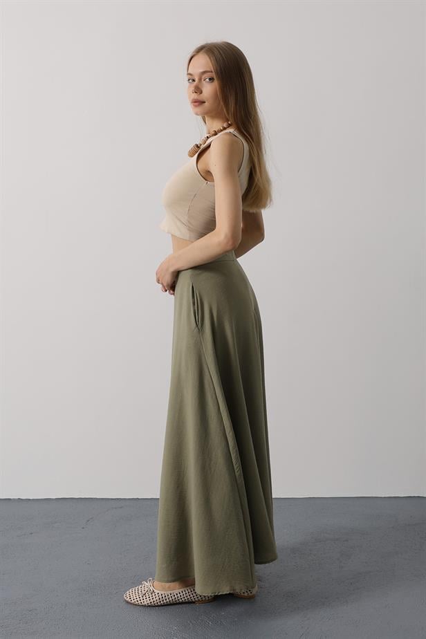 RYN Linen Skirt - Khaki - Bountiful
