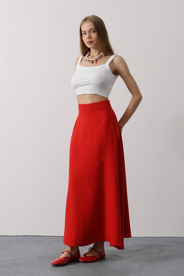 RYN Linen Skirt - Red - Lévis