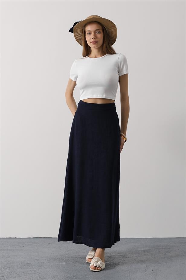 RYN Linen Skirt - Navy Blue - San Juan Despí