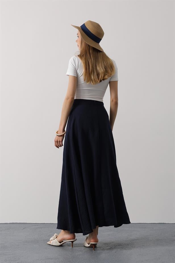 RYN Linen Skirt - Navy Blue - San Juan Despí