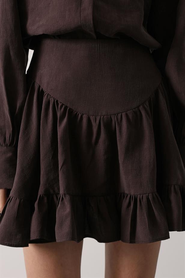 RYN CORSET DETAIL MINI SKIRT - Brown - Las Palmas