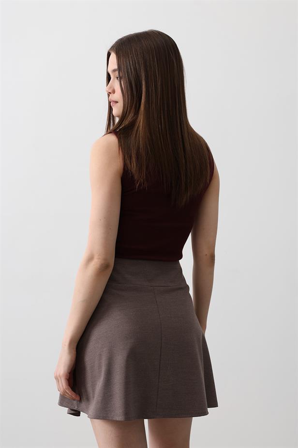 RYN Ribbon Detailed Mini Skirt - Brown - Empalme