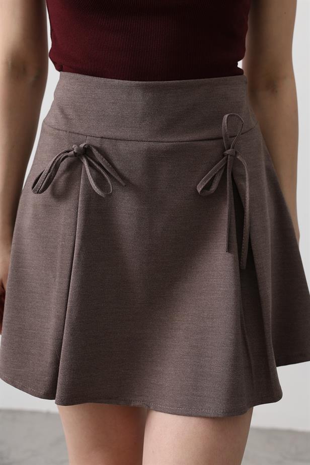 RYN Ribbon Detailed Mini Skirt - Brown - Empalme