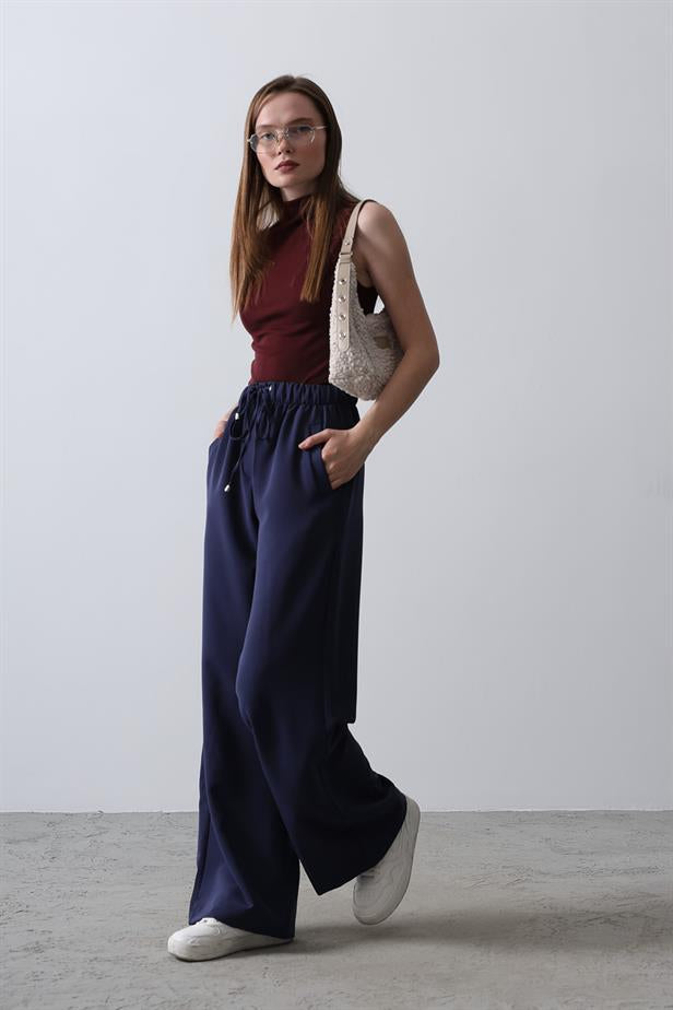 RYN Bird's Eye Detailed Trousers - Navy Blue - Zwijndrecht