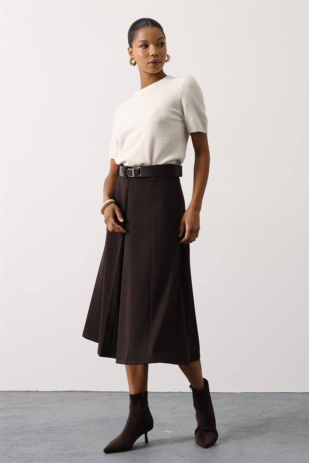 RYN MIDI SKIRT - Brown - Altamura