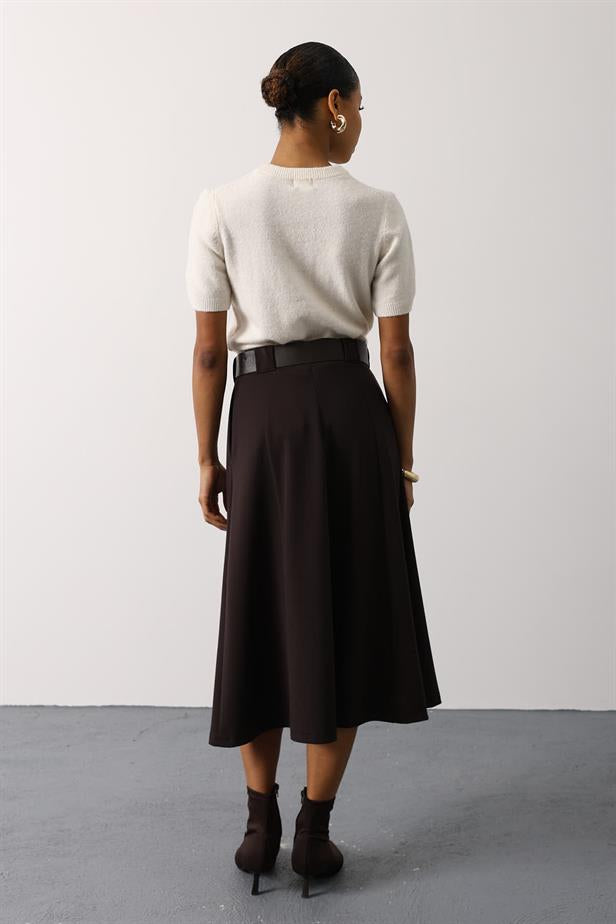 RYN MIDI SKIRT - Brown - Altamura
