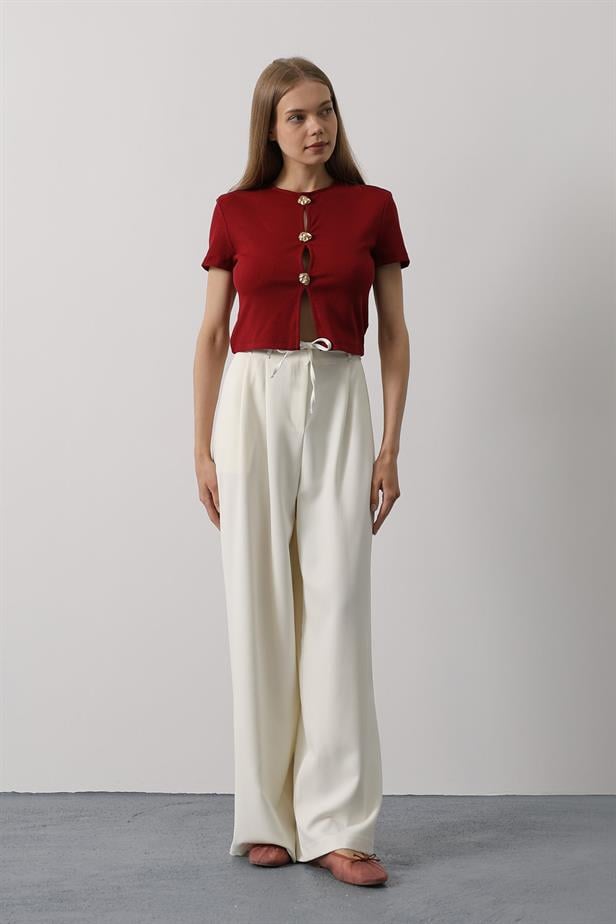 RYN Pleated Lace-Up Oversized Pants - Ecru - Tlaquepaque