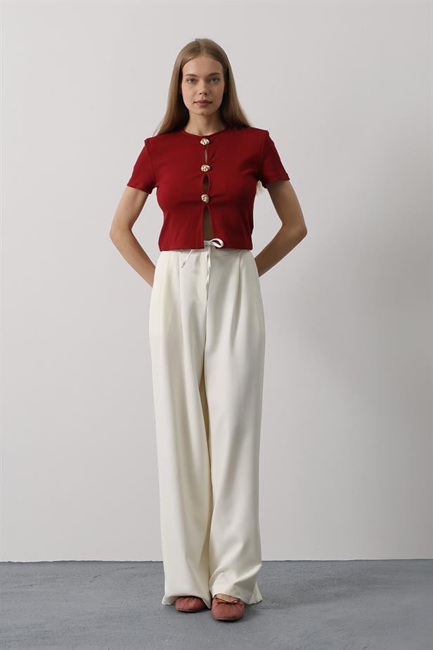 RYN Pleated Lace-Up Oversized Pants - Ecru - Tlaquepaque