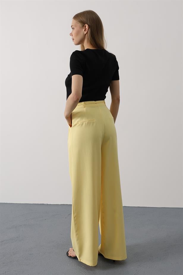 RYN Pleated Lace-Up Oversized Pants - Yellow - Mission Viejo