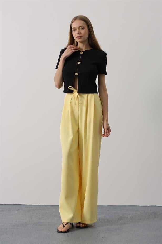 RYN Pleated Lace-Up Oversized Pants - Yellow - Mission Viejo