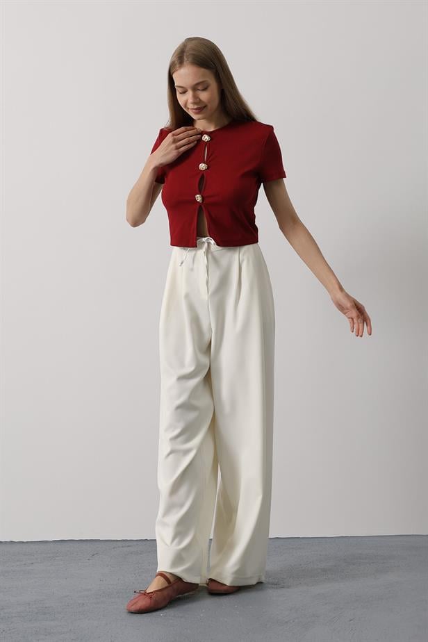 RYN Pleated Lace-Up Oversized Pants - Ecru - Tlaquepaque