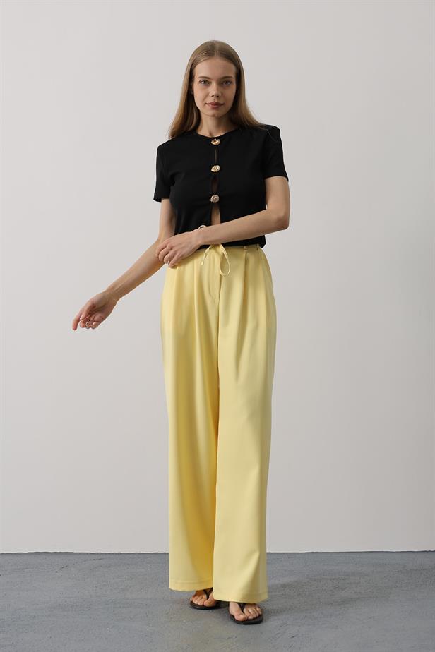 RYN Pleated Lace-Up Oversized Pants - Yellow - Mission Viejo