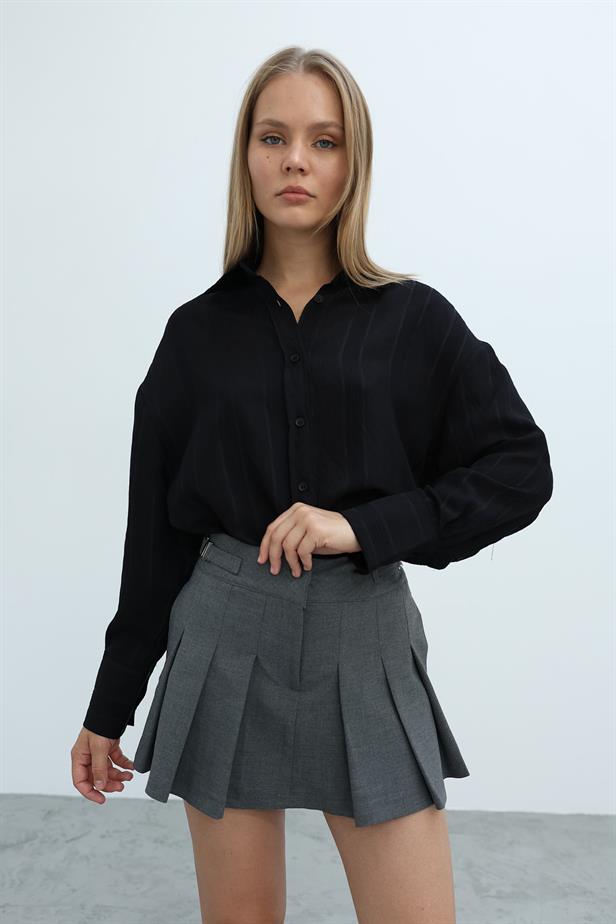 RYN Pleated Shorts Skirt - Anthracite - Vasto