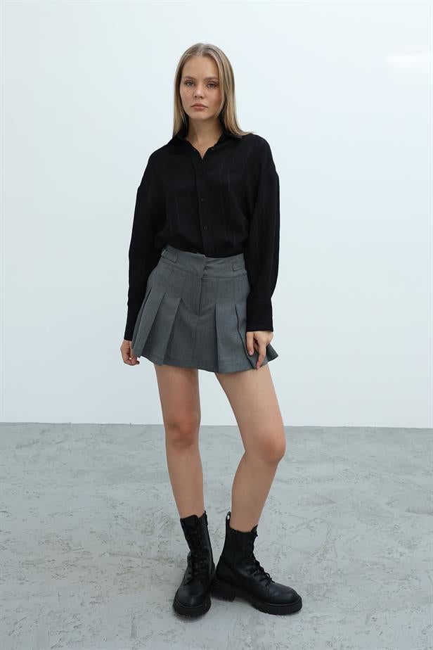 RYN Pleated Shorts Skirt - Anthracite - Vasto