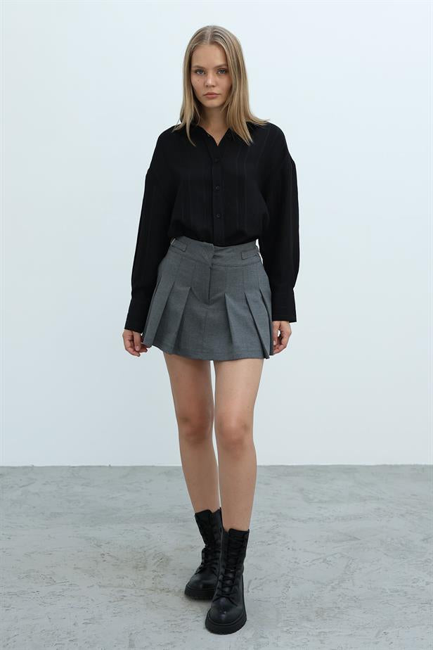 RYN Pleated Shorts Skirt - Anthracite - Vasto