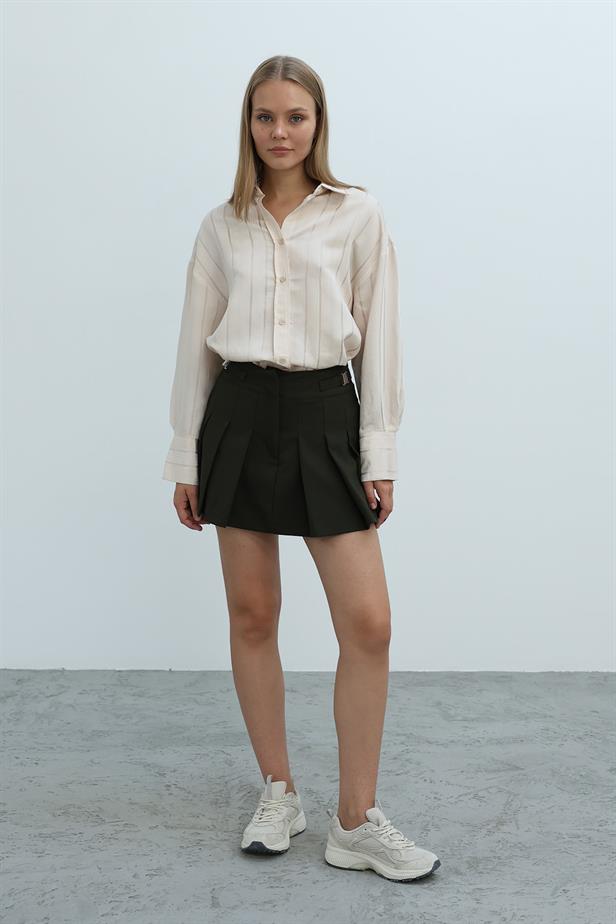 RYN Pleated Shorts Skirt - Khaki - Aves