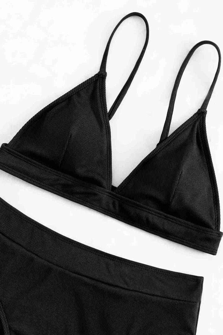 IGR Women Angels Adjustable Strap Triangle Design High Waisted Bikini Set Black - Toledo