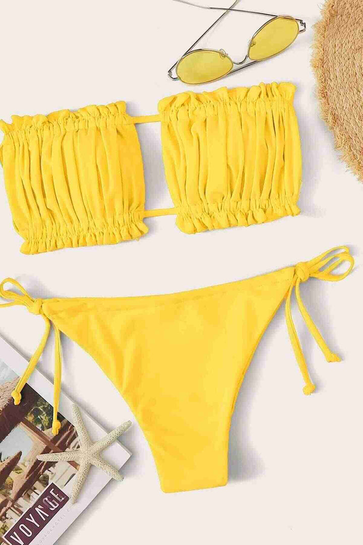 IGR نساء ملائكة في البرازيل موديل Ruched Tie بيكيني سفلي أصفر - Tlacotepec