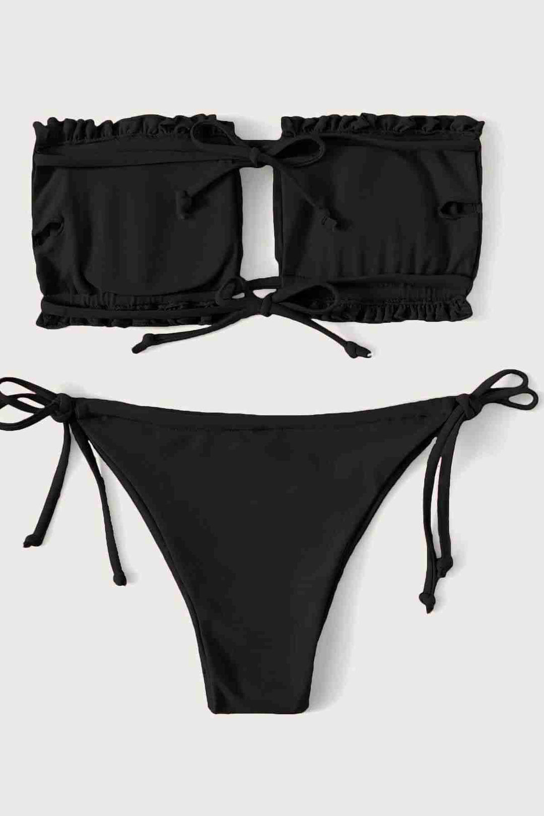 IGR Women Angels in Brazil Model Ruched Tie-Side Bikini Bottom Black - Bristol