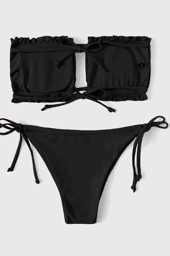 IGR Women Angels in Brazil Model Ruched Tie-Side Bikini Bottom Black - Bristol