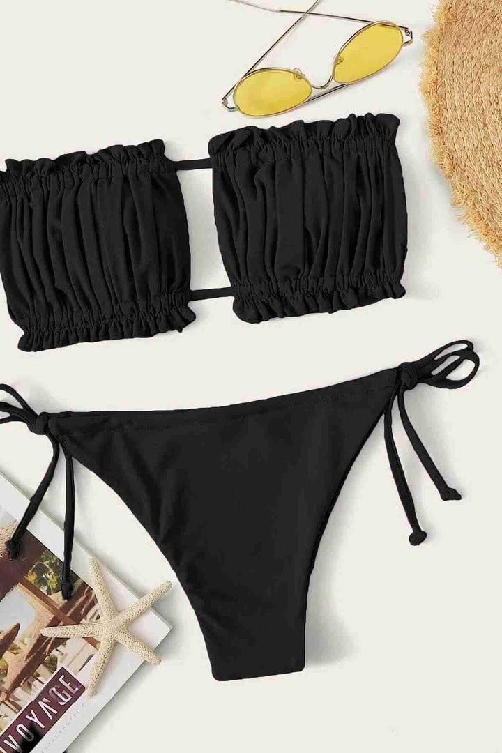 IGR Women Angels in Brazil Model Ruched Tie-Side Bikini Bottom Black - Bristol