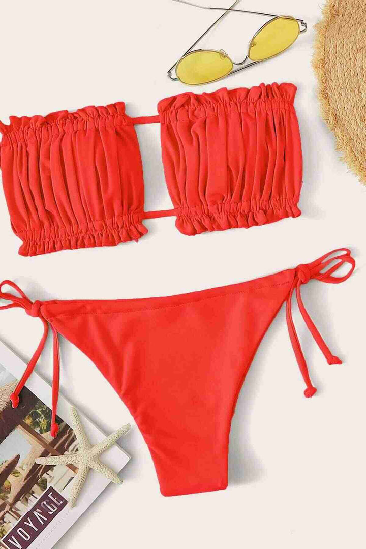 IGR Women Angelsin البرازيل موديل Ruched Tie بيكيني أعلى أحمر - Ciudad Madero