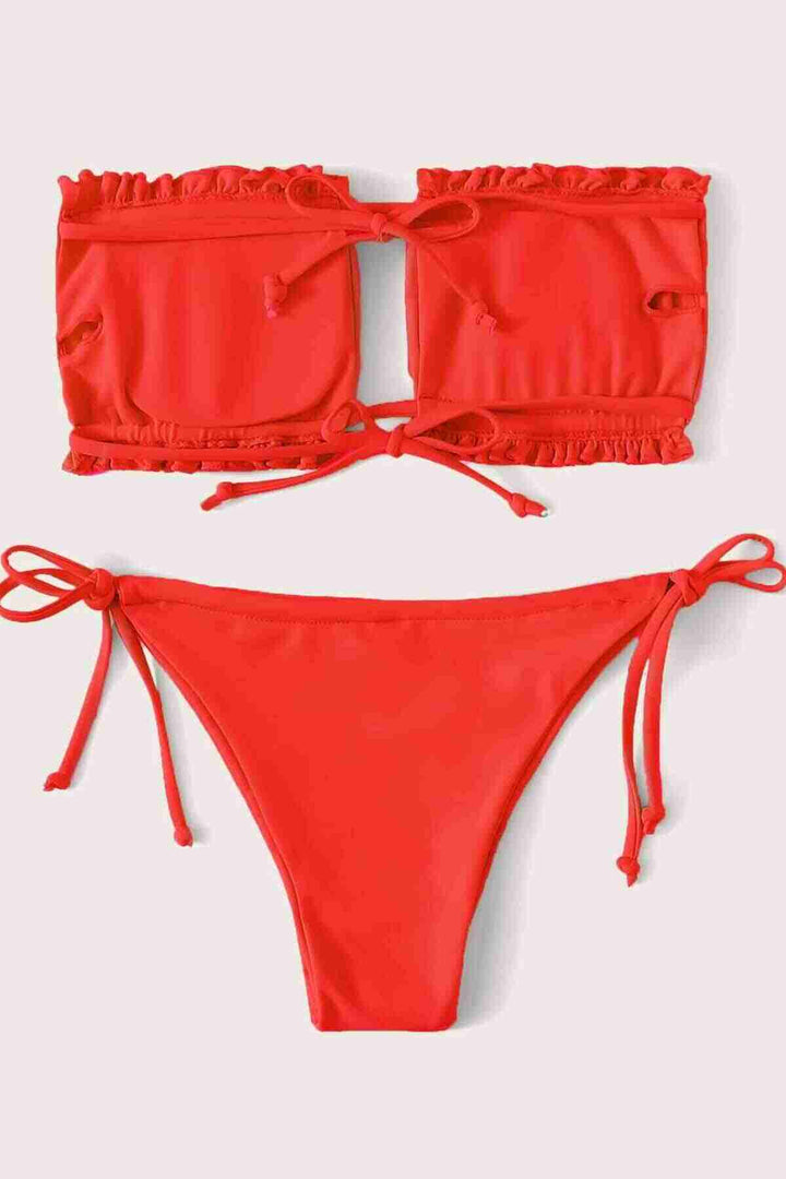 IGR Women Angelsin البرازيل موديل Ruched Tie بيكيني أعلى أحمر - Ciudad Madero