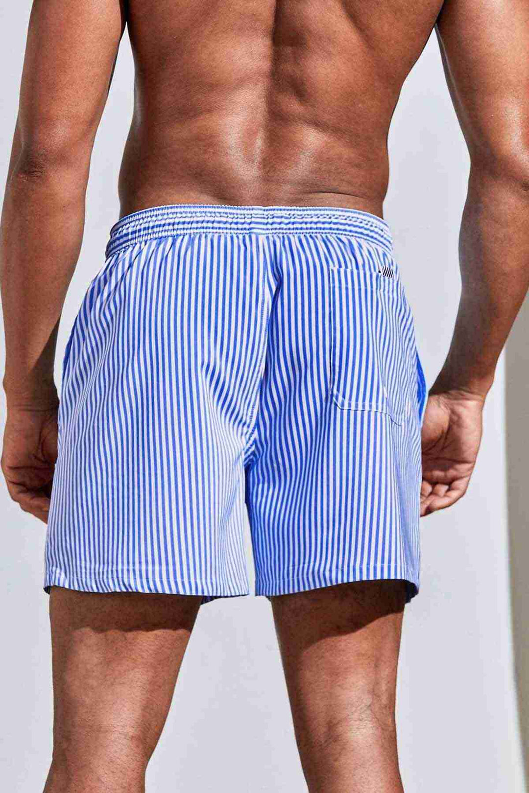 شورت سباحة رجالي IGR Women Angelsin بمقاس قياسي نحيف ومطبوع ومخطط مع جيوب باللون الأزرق - Fort Collins