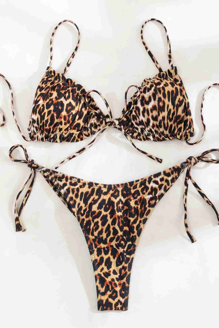 IGR Women Angelsin Leopard Print Adjustable Waist Design Lace-Up Bikini Bottoms Multi-Colored - Tarragona